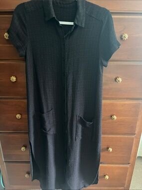 Reformation Nairobi Black Button Down Short Sleeve Maxi Dress